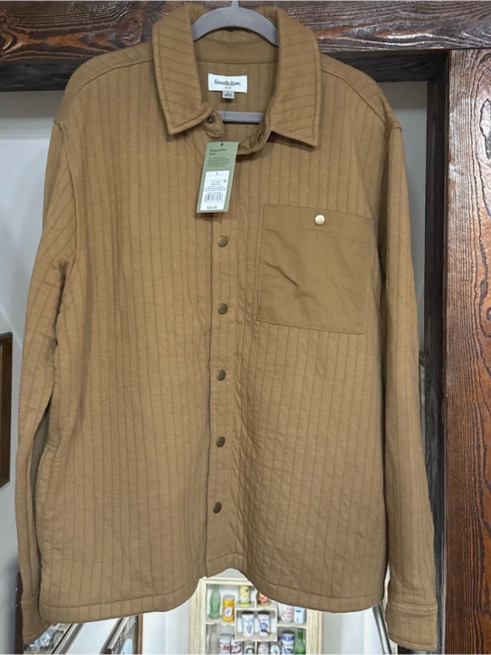 Target Men's Quilted Button-Up Shirt Jacket - Brown